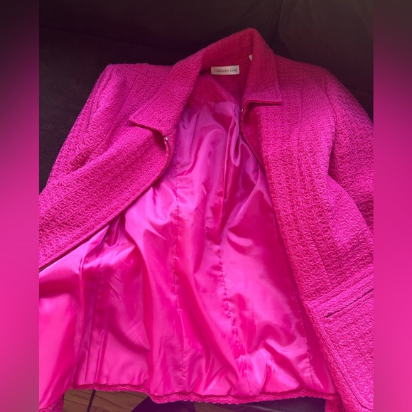 Coldwater Creek Pink Embroidered Geometric Design Zip Up Blazer Sz 8 Fully Lined - Picture 9 of 14